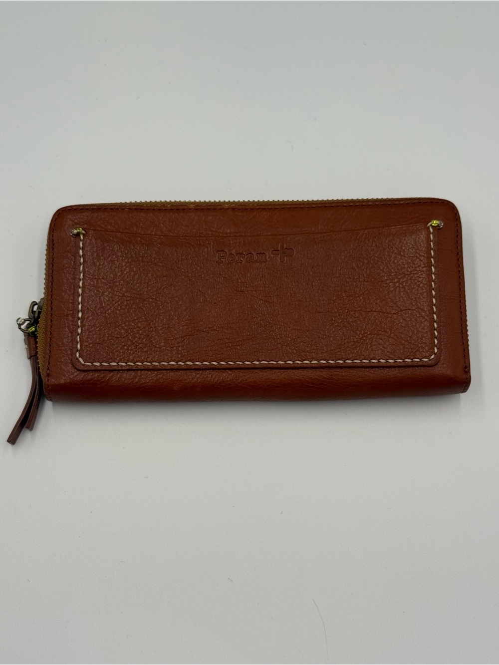Peram Brown Leather Zip Wallet